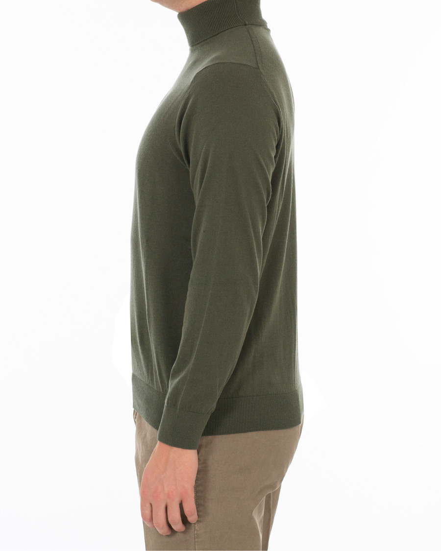 Herren | Pullover | Caruso | Cotton/Cashmere Turtleneck Sweater Dark Green