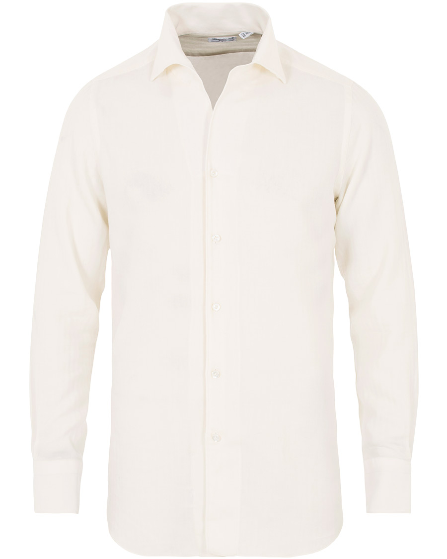 Herren | Hemden | Finamore Napoli | Hidden Button Down Cashmere Shirt Ivory
