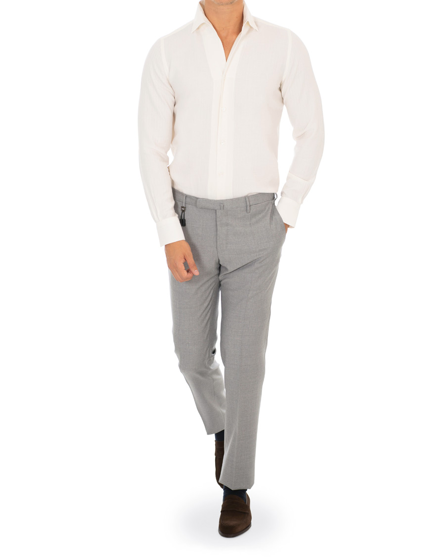 Herren | Hemden | Finamore Napoli | Hidden Button Down Cashmere Shirt Ivory