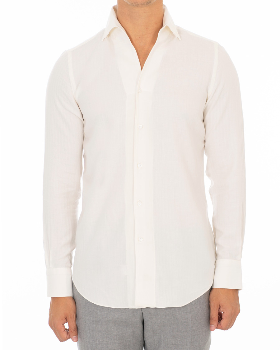 Herren | Hemden | Finamore Napoli | Hidden Button Down Cashmere Shirt Ivory