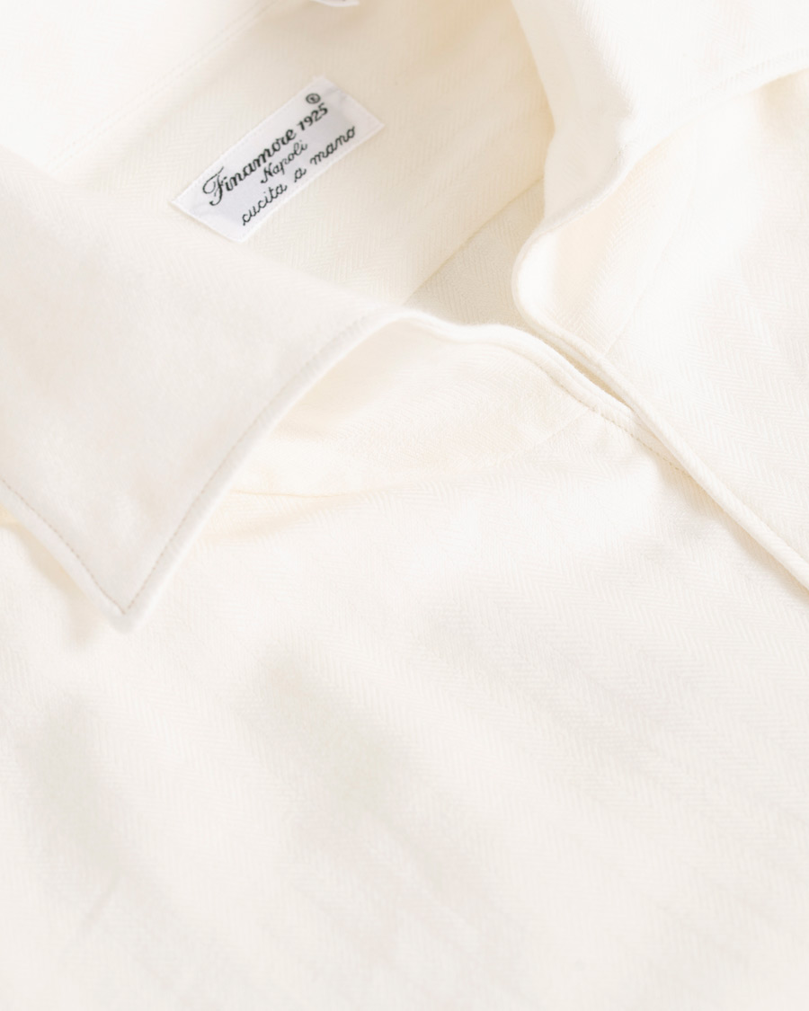 Herren | Hemden | Finamore Napoli | Hidden Button Down Cashmere Shirt Ivory