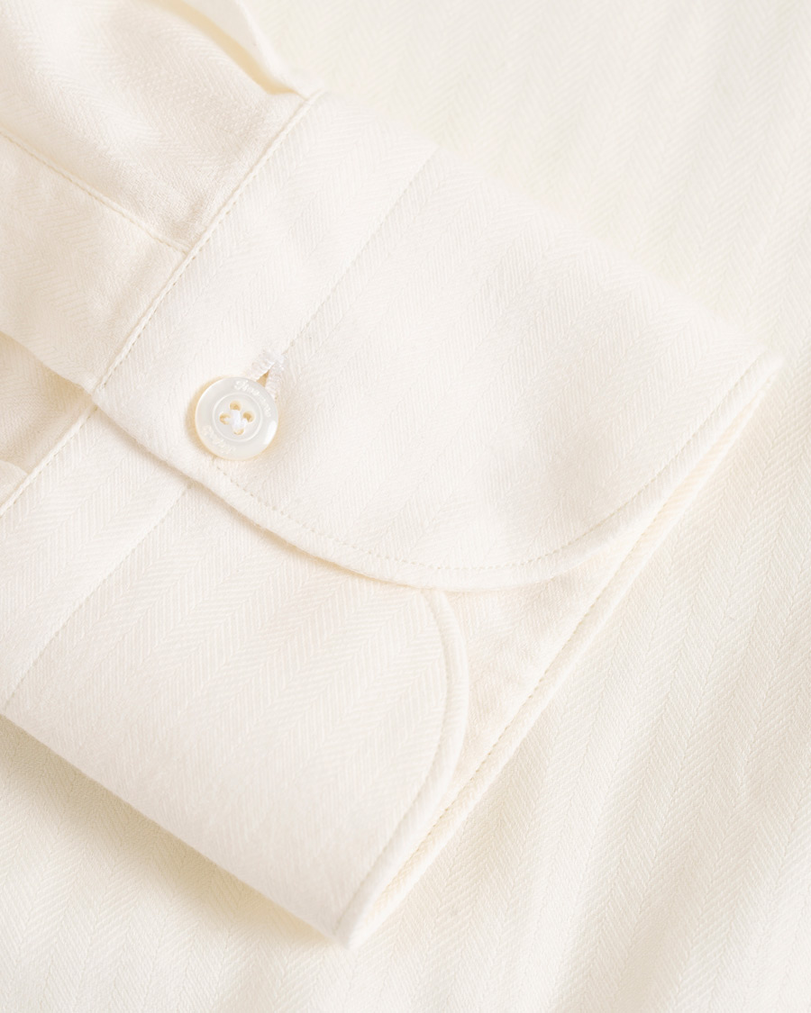 Herren | Hemden | Finamore Napoli | Hidden Button Down Cashmere Shirt Ivory