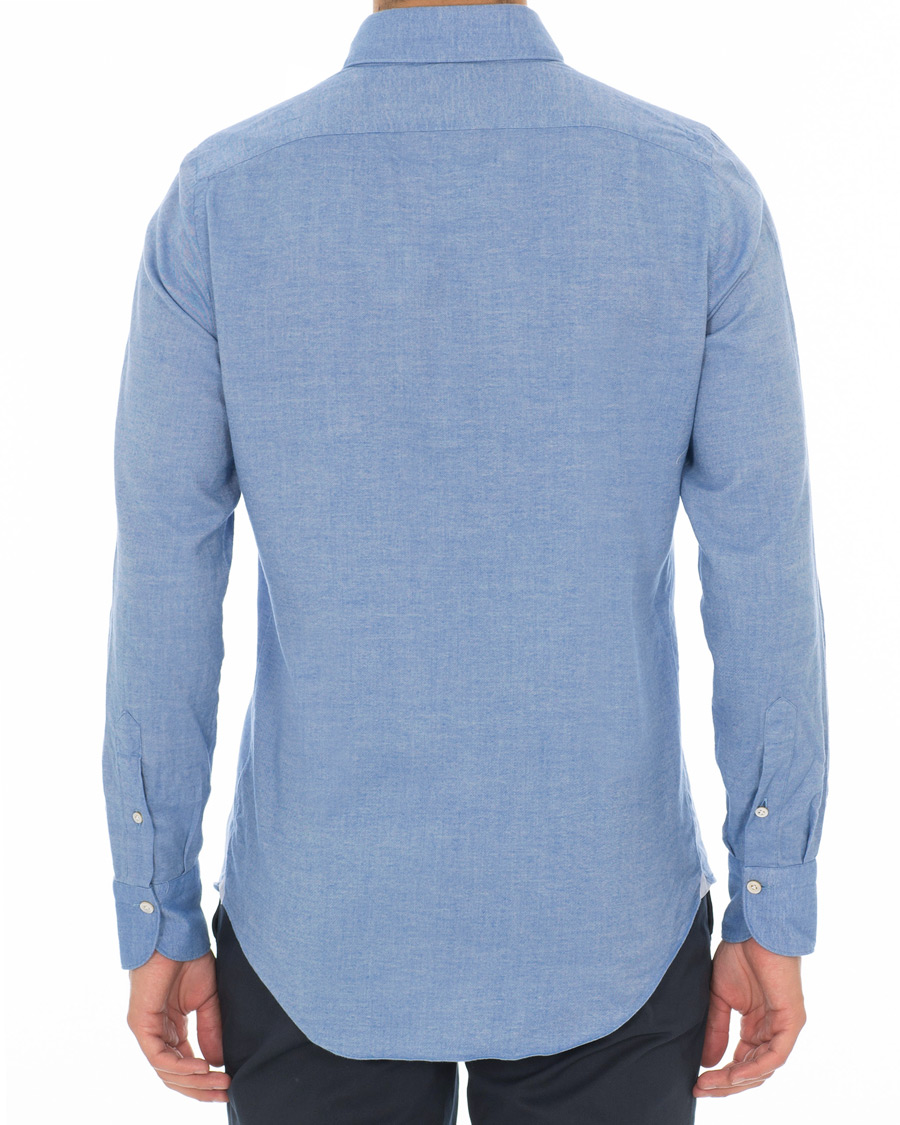 Herren | Hemden | Finamore Napoli | Tokyo Slim Fit Flannel Shirt Light Blue