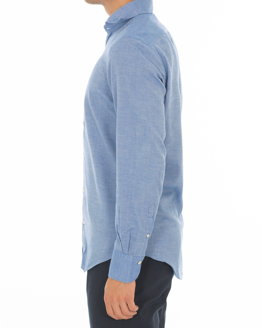 Herren | Hemden | Finamore Napoli | Tokyo Slim Fit Flannel Shirt Light Blue