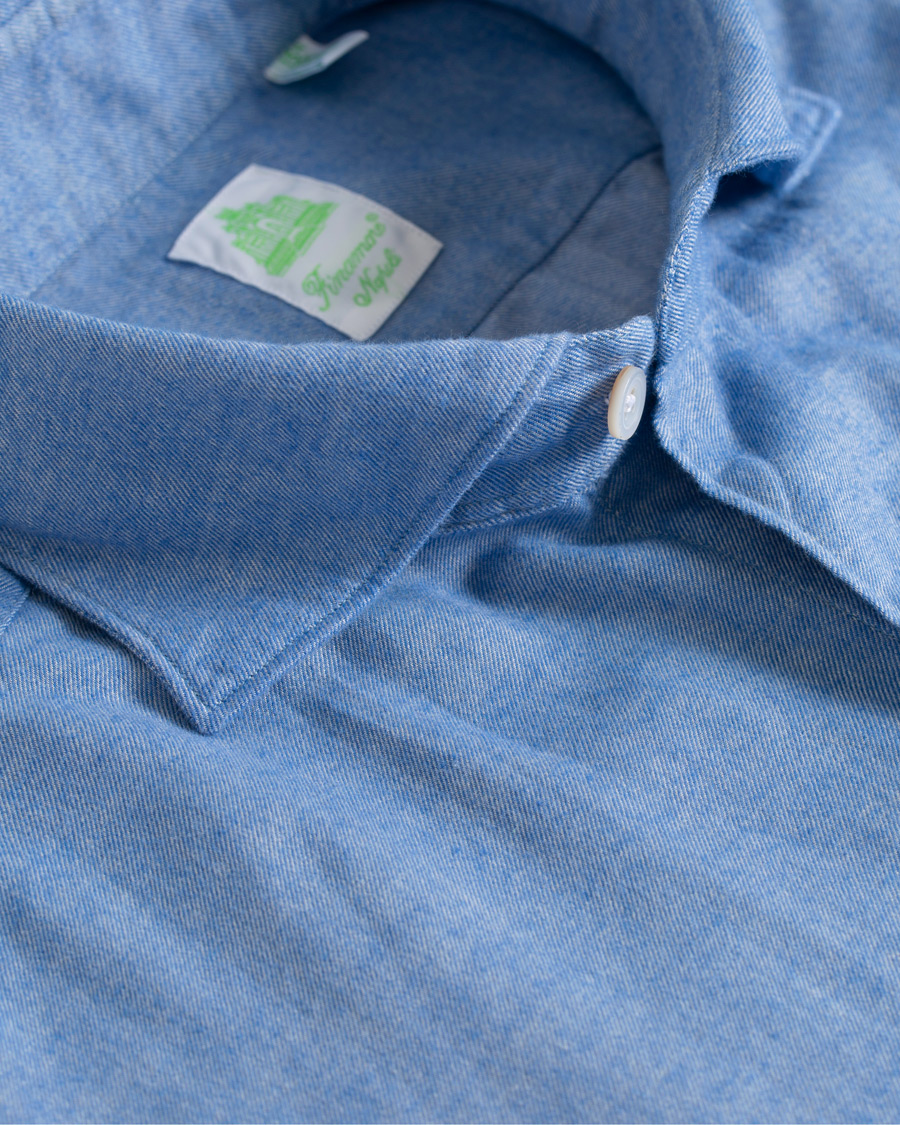 Herren | Hemden | Finamore Napoli | Tokyo Slim Fit Flannel Shirt Light Blue