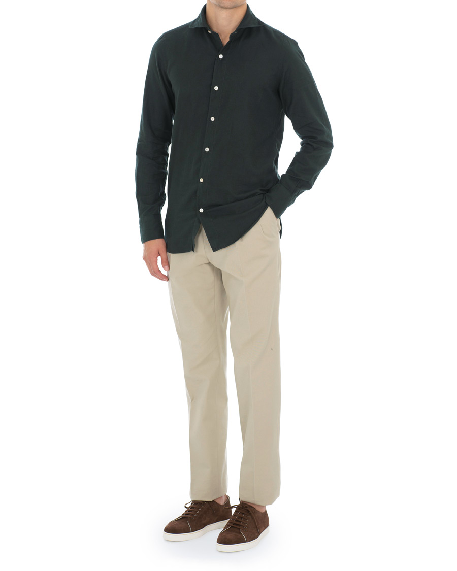 Herren | Hemden | Finamore Napoli | Tokyo Slim Fit Flannel Shirt Forest