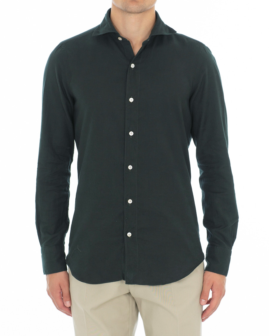 Herren | Hemden | Finamore Napoli | Tokyo Slim Fit Flannel Shirt Forest
