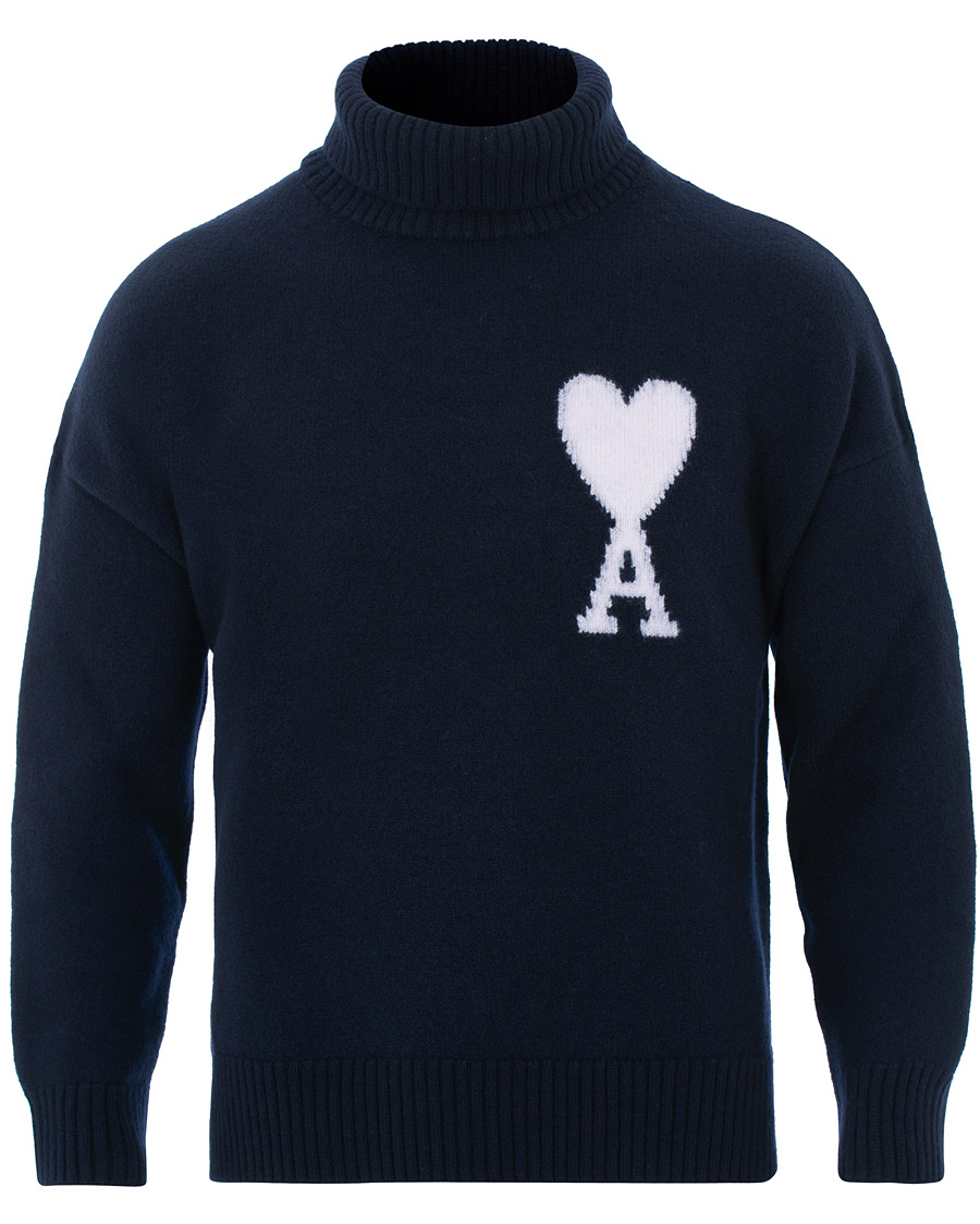Herren | Pullover | AMI | Oversized Heart Logo Wool Rollneck Navy