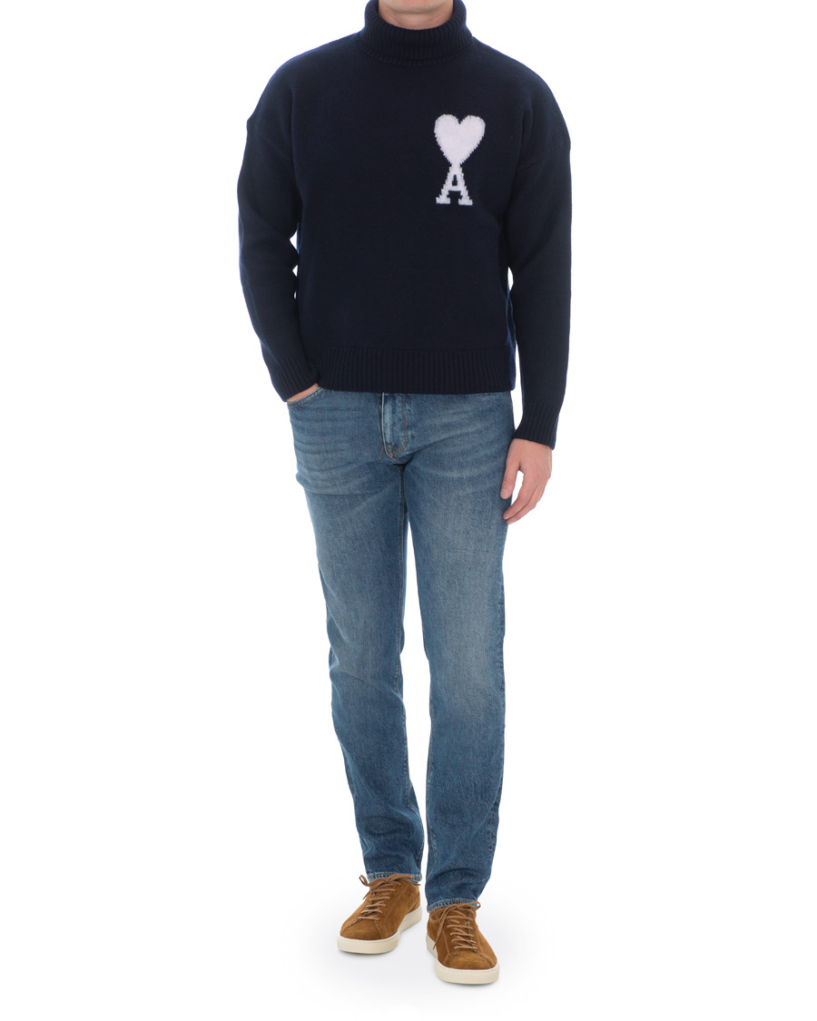 Herren | Pullover | AMI | Oversized Heart Logo Wool Rollneck Navy