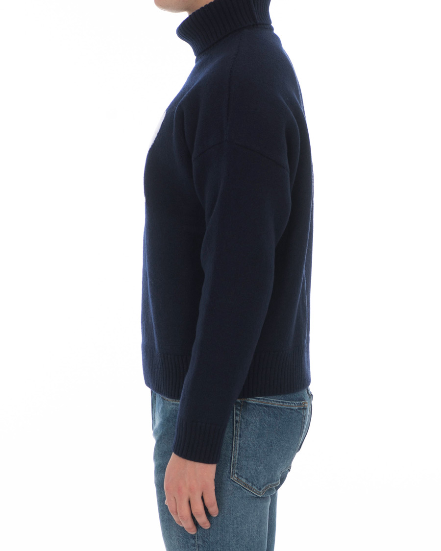 Herren | Pullover | AMI | Oversized Heart Logo Wool Rollneck Navy
