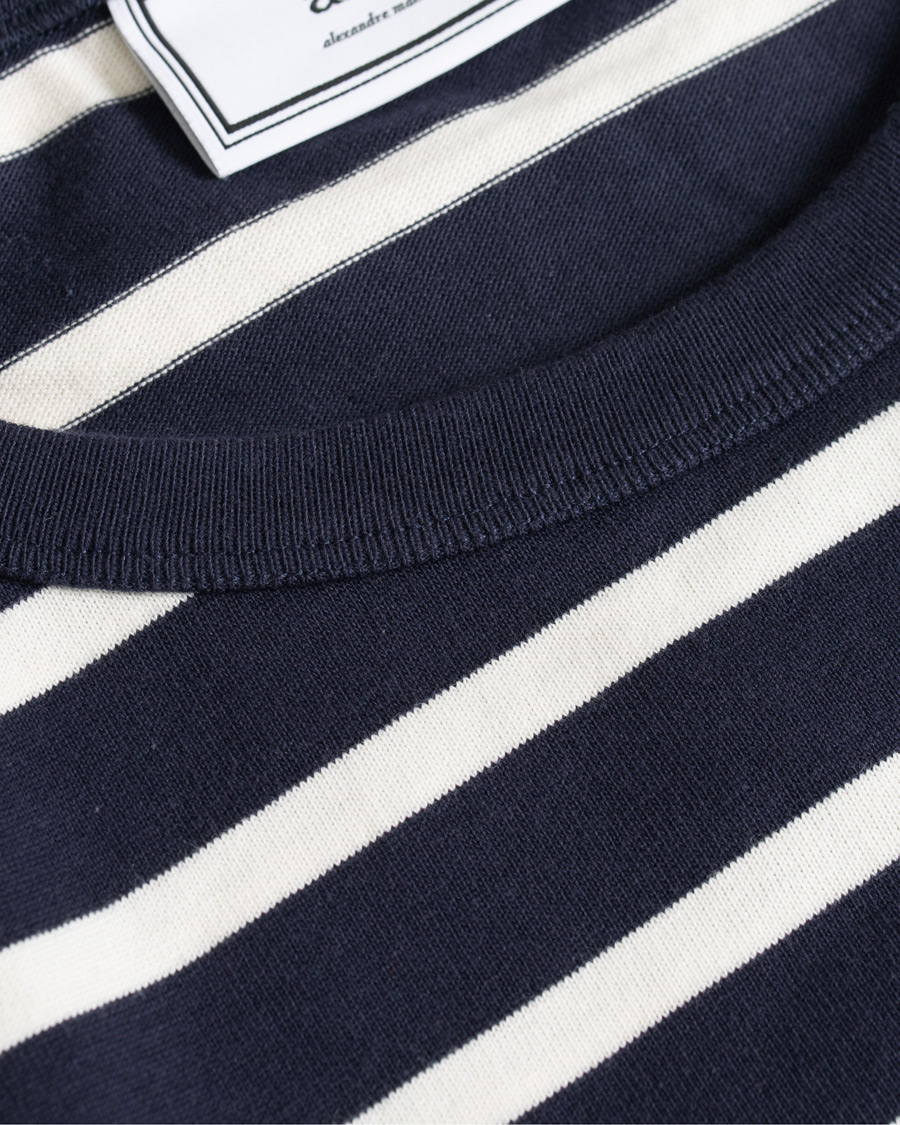 Herren | T-Shirts | AMI | Striped Long Sleeve Tee Ecru/Marine