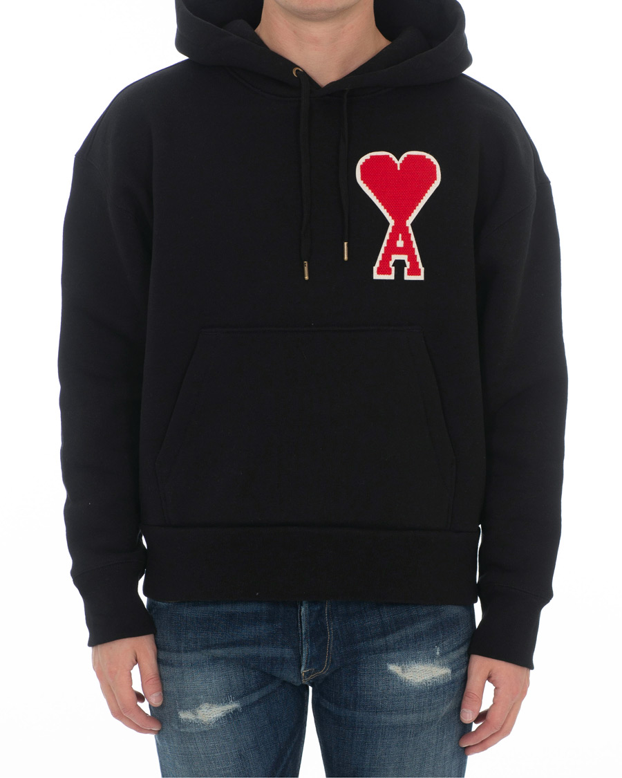 Herren | Pullover | AMI | Large Heart Logo Hoodie Black