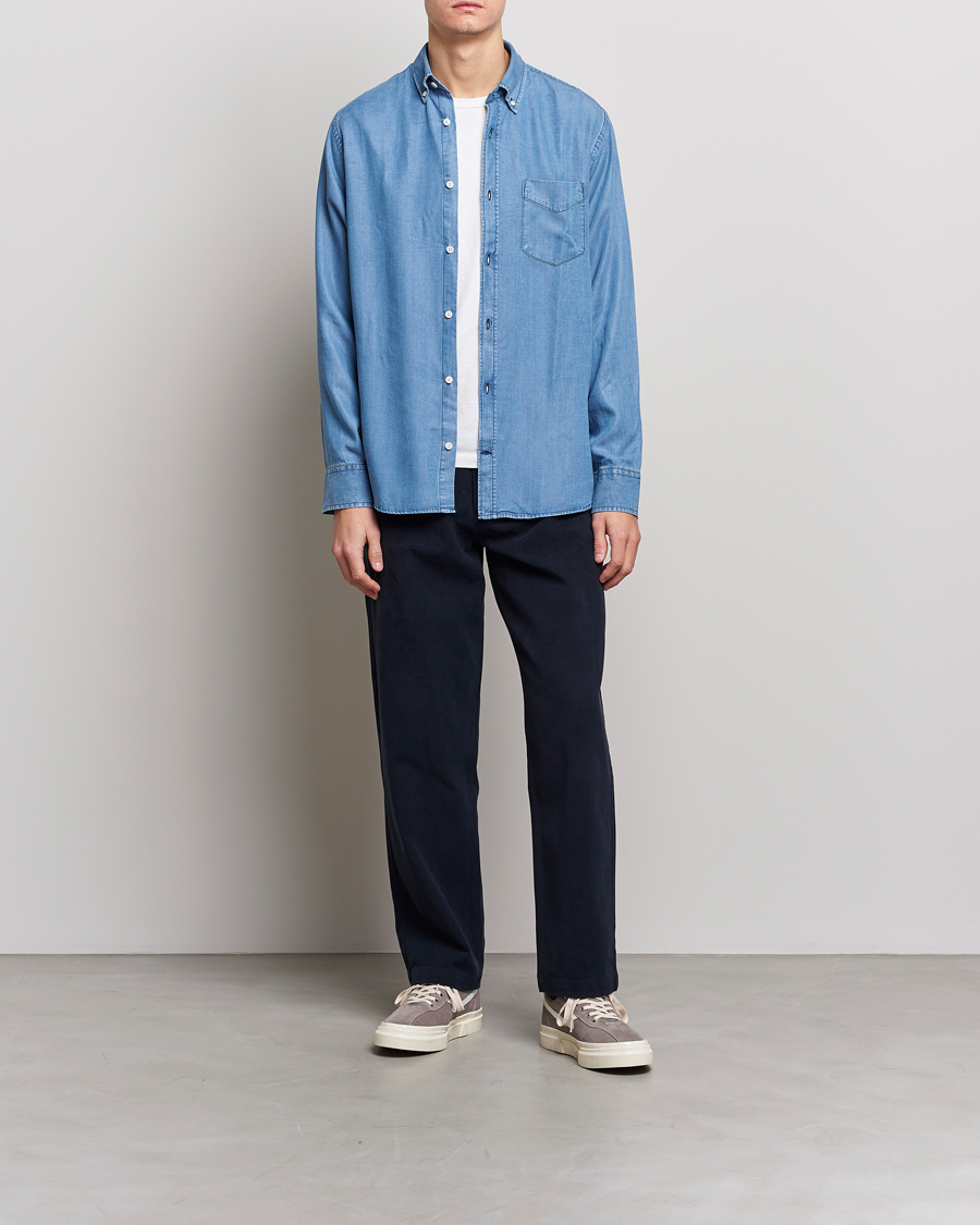 Herren | Hemden | NN07 | Levon Tencel Denim Shirt Light Blue