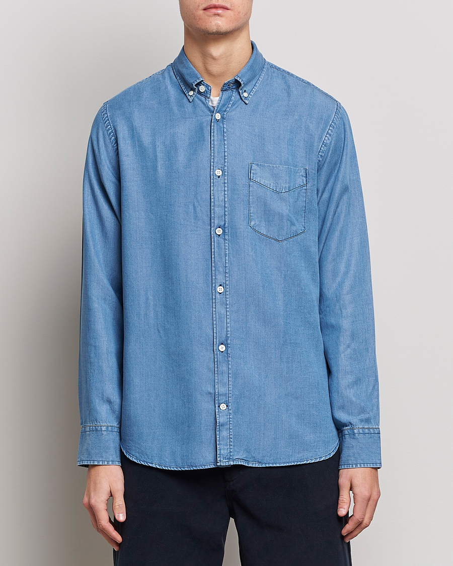 Herren | Hemden | NN07 | Levon Tencel Denim Shirt Light Blue