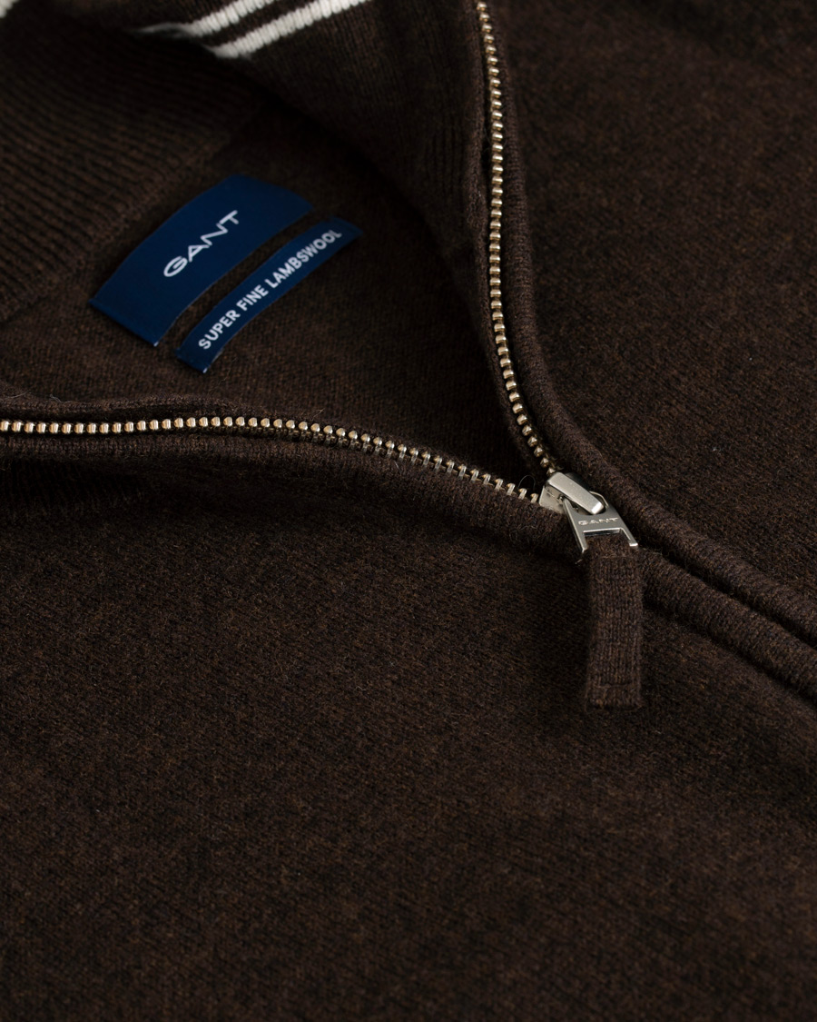 Herren | Pullover | GANT | Lambswool Half Zip Dark Brown