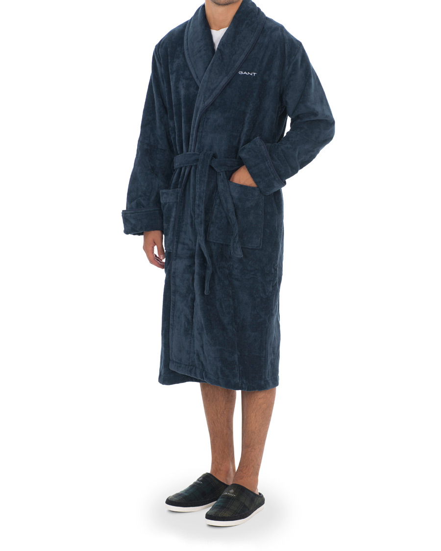 Herren | Schlafanzüge & Bademäntel | GANT | Premium Velour Robe Evening Blue