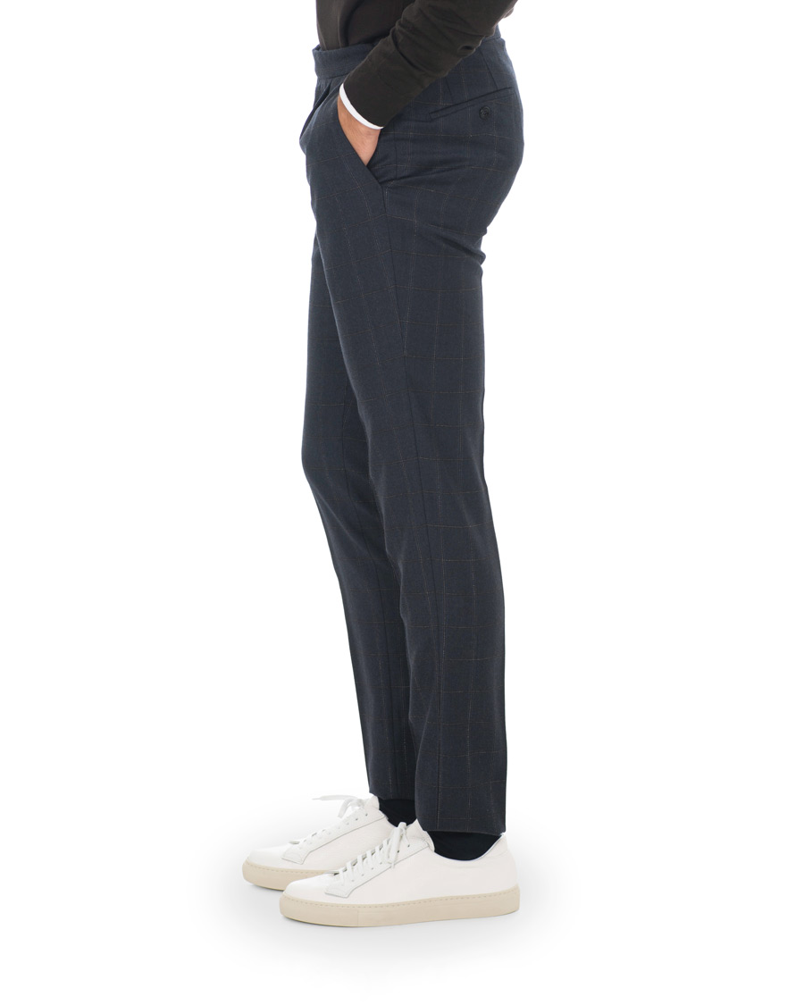Herren | Hosen | Incotex | Slim Fit Side-adjuster Windowpane Flannel Trousers Navy