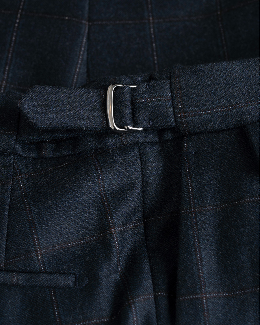 Herren | Hosen | Incotex | Slim Fit Side-adjuster Windowpane Flannel Trousers Navy