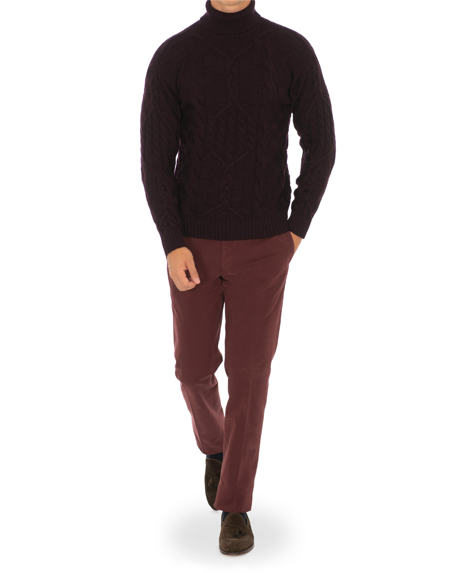 Herren | Hosen | Incotex | Slim Fit Comfort Chino Burgundy