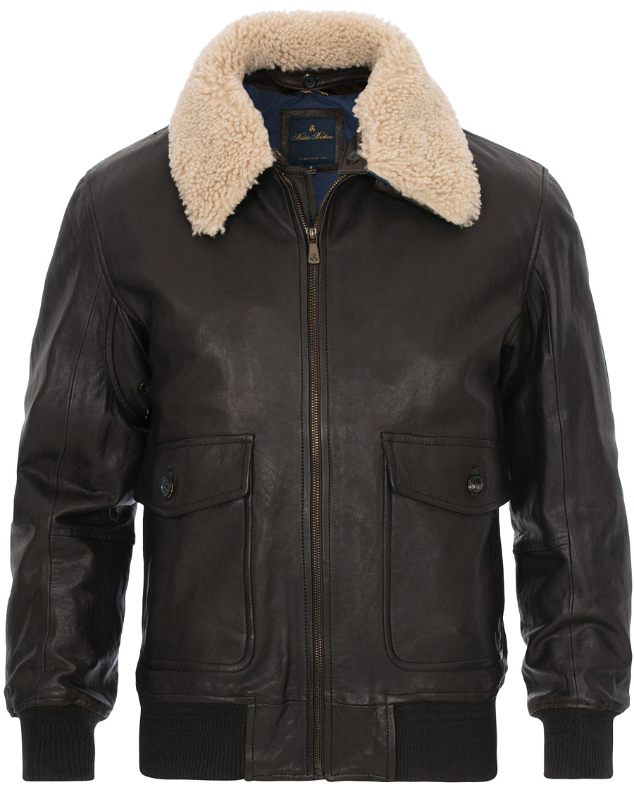 Herren | Jacken | Brooks Brothers | Aviator Shearling Bomber Jacket Vintage Brown