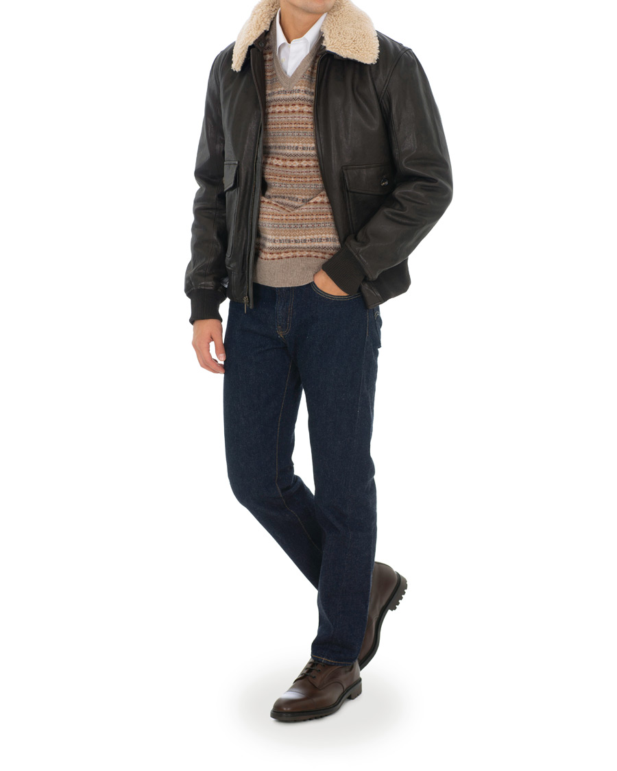 Herren | Jacken | Brooks Brothers | Aviator Shearling Bomber Jacket Vintage Brown