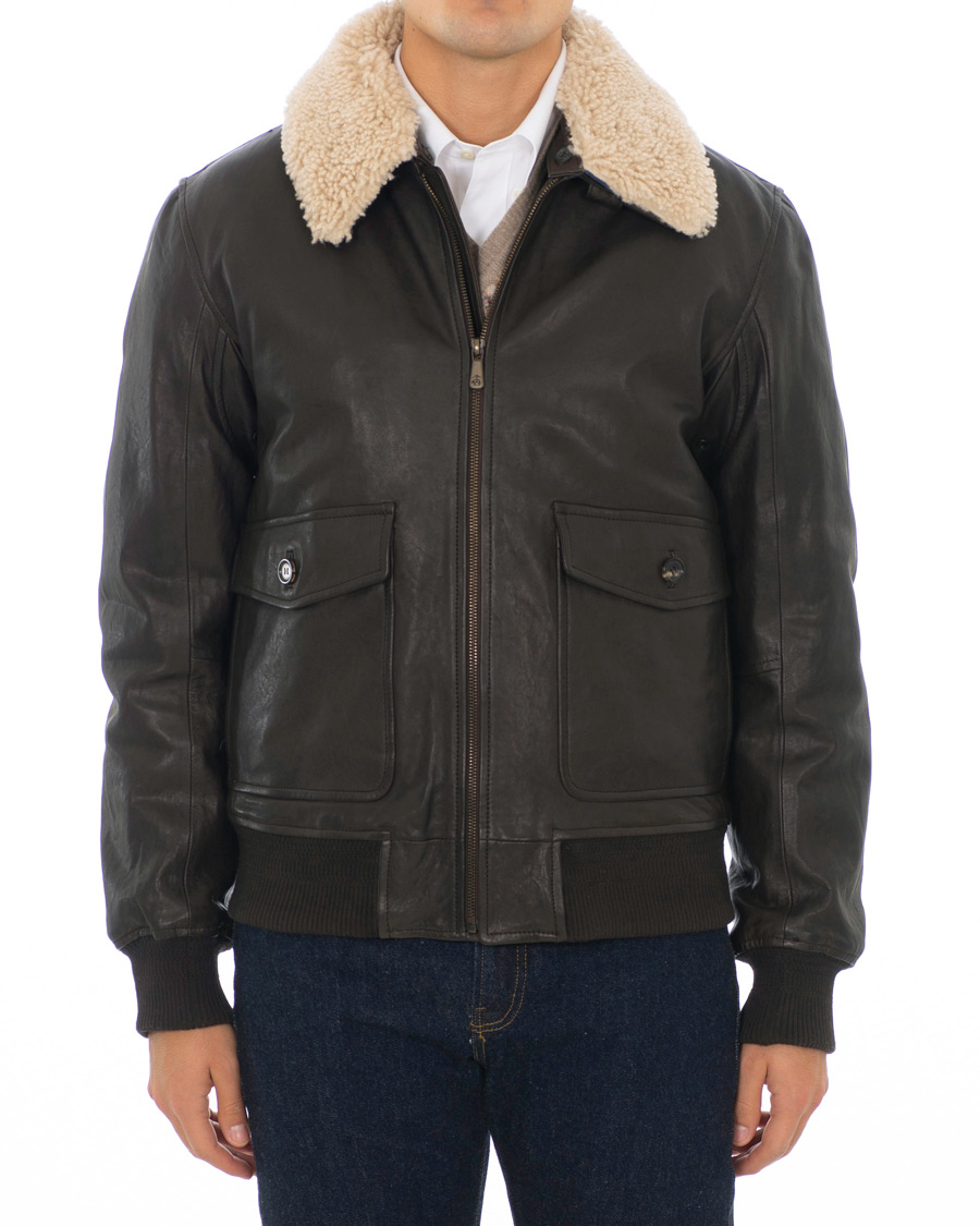 Herren | Jacken | Brooks Brothers | Aviator Shearling Bomber Jacket Vintage Brown
