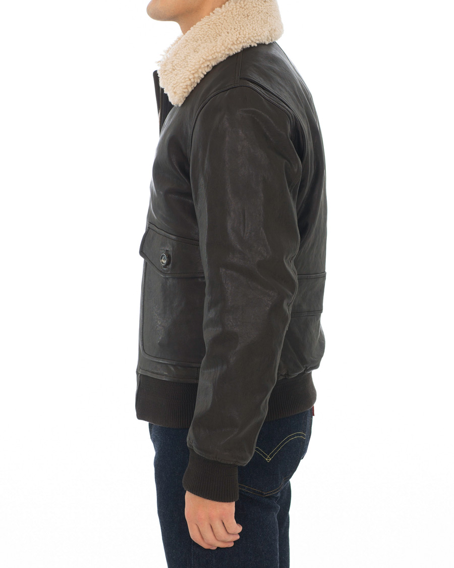 Herren | Jacken | Brooks Brothers | Aviator Shearling Bomber Jacket Vintage Brown