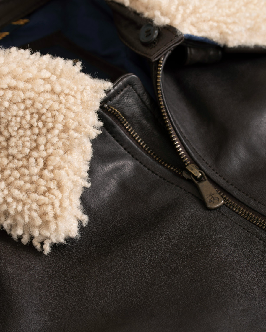 Herren | Jacken | Brooks Brothers | Aviator Shearling Bomber Jacket Vintage Brown