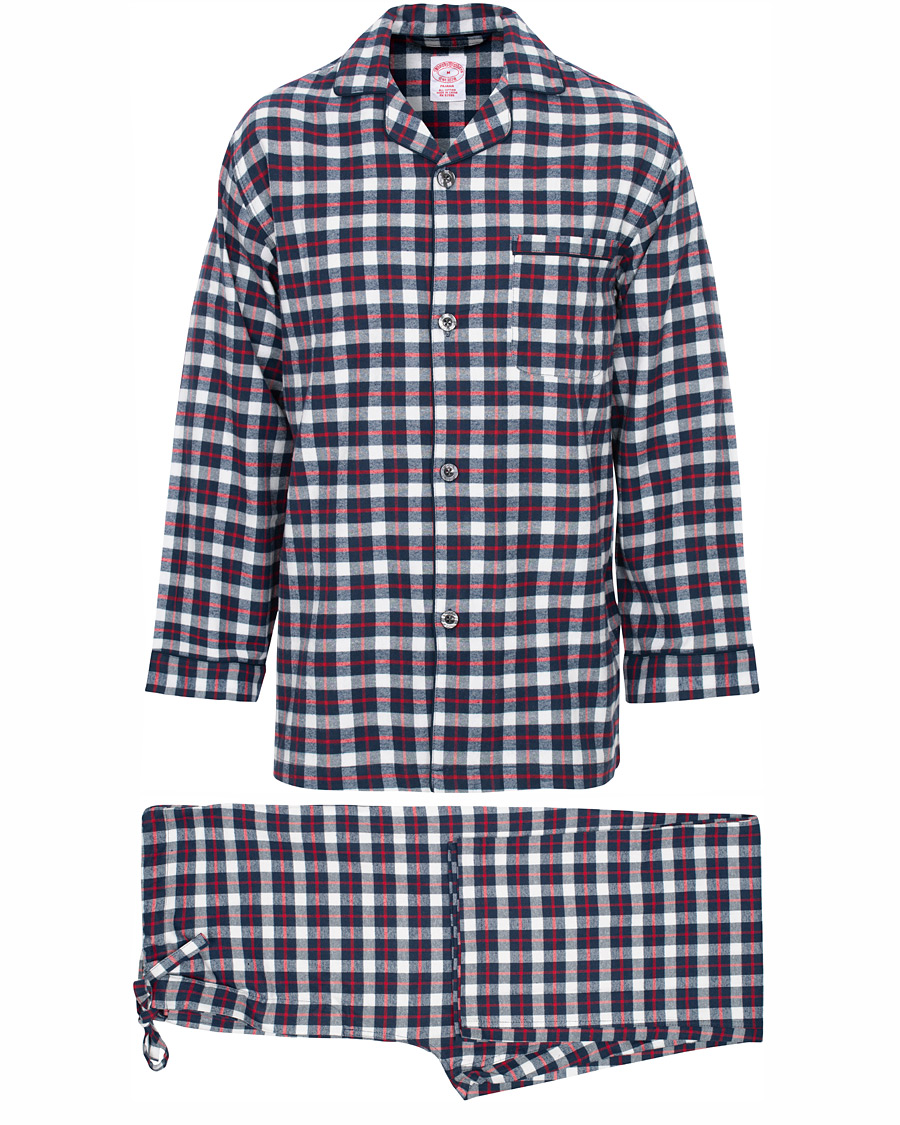 Herren | Schlafanzüge & Bademäntel | Brooks Brothers | Classic Tartan Flannel Pyjamas Navy/Red