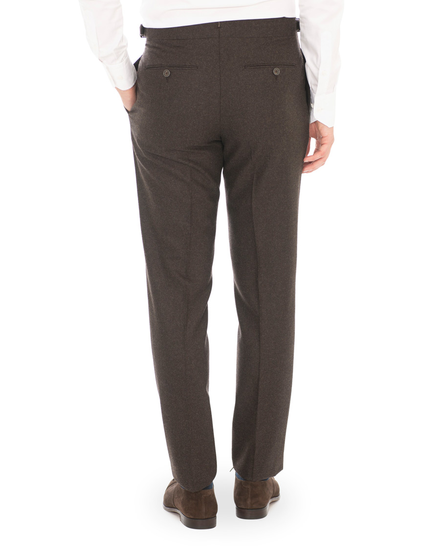 Herren | Hosen | Lardini | Two Pleat Zip Side Buckle Flanell Trousers Brown
