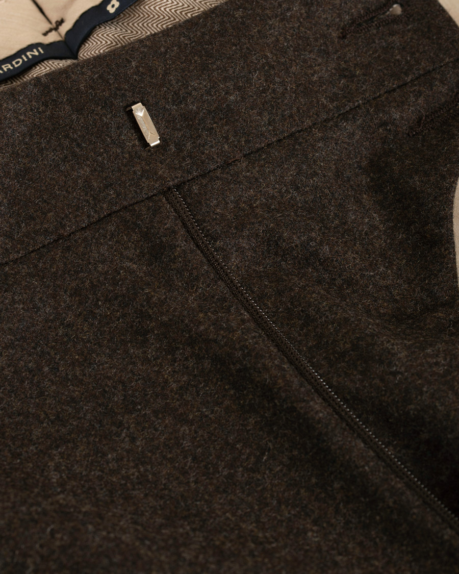 Herren | Hosen | Lardini | Two Pleat Zip Side Buckle Flanell Trousers Brown
