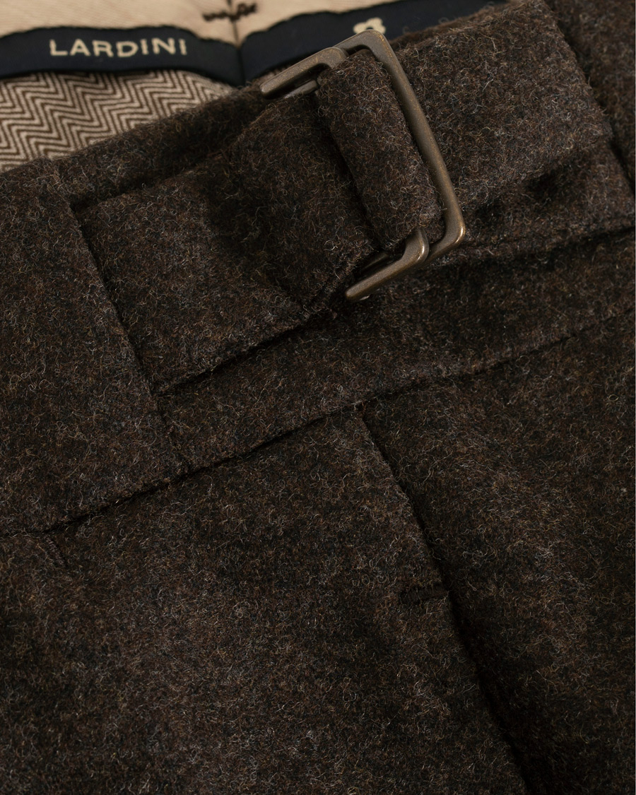 Herren | Hosen | Lardini | Two Pleat Zip Side Buckle Flanell Trousers Brown