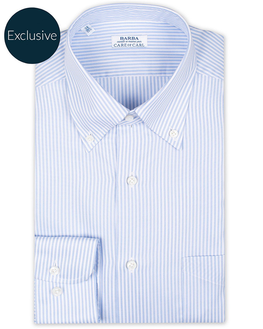 Herren | Hemden | Barba Napoli | Slim Fit Oxford Button Down Shirt Blue Striped