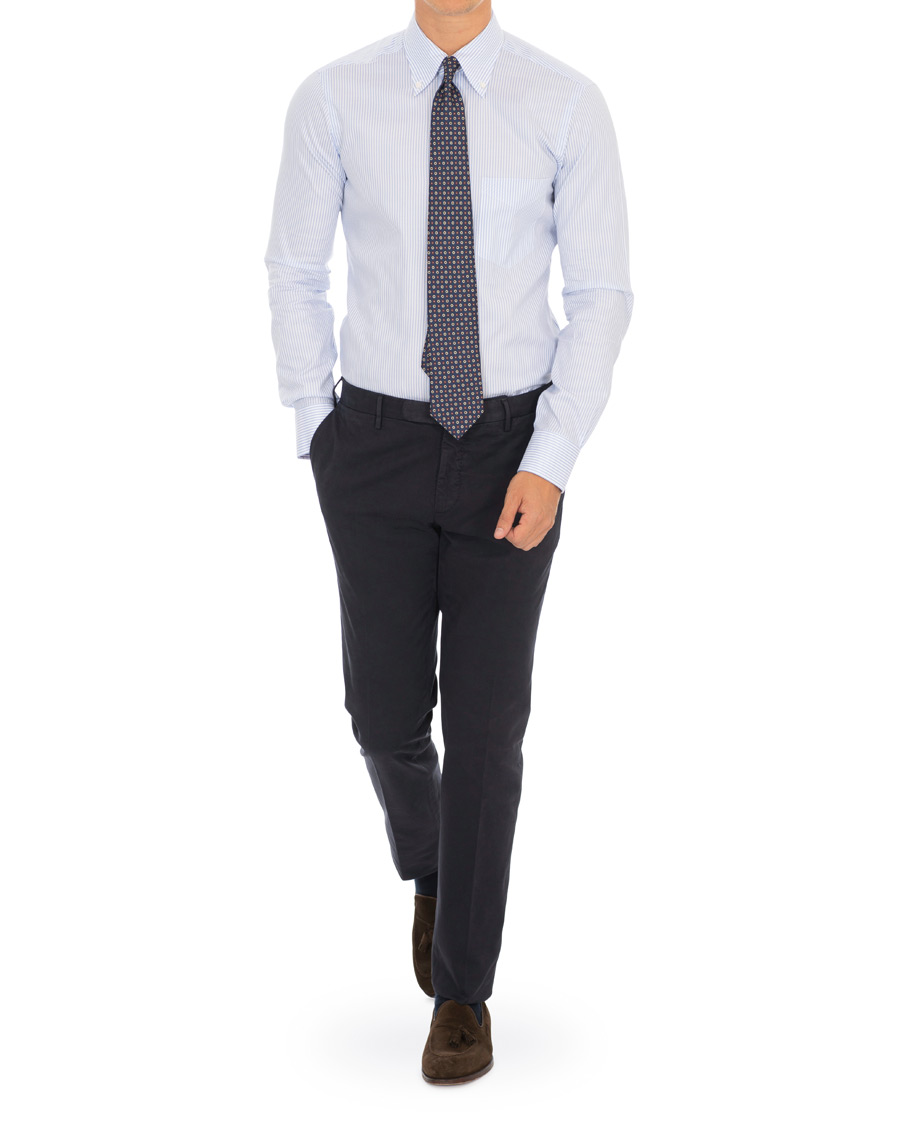 Herren | Hemden | Barba Napoli | Slim Fit Oxford Button Down Shirt Blue Striped