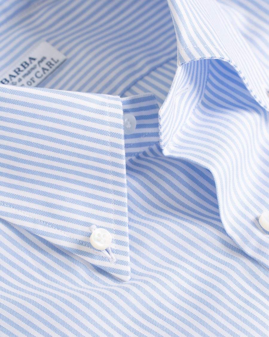 Herren | Hemden | Barba Napoli | Slim Fit Oxford Button Down Shirt Blue Striped