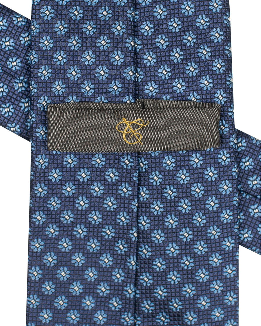 Herren | Canali Silk Woven Flower 8 cm Tie Navy | Canali | Silk Woven Flower 8 cm Tie Navy