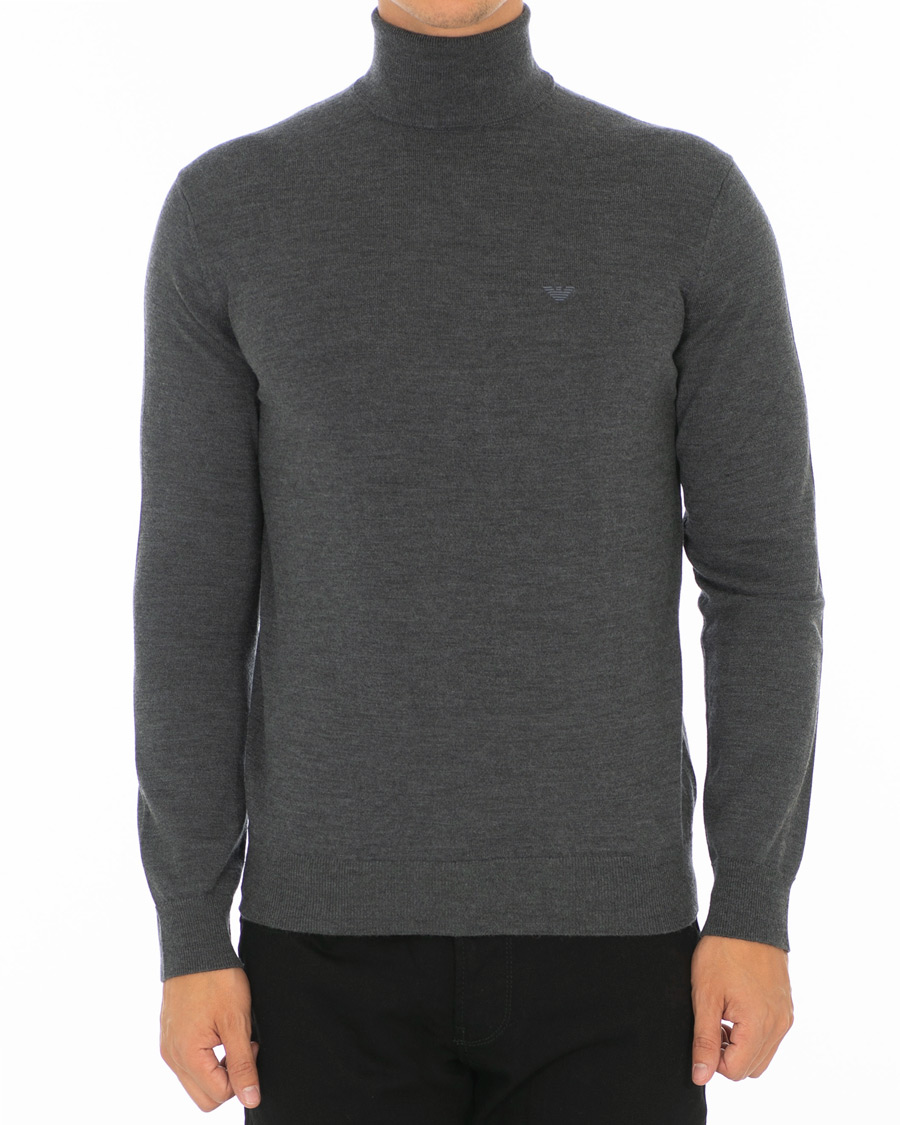 Herren | Pullover | Emporio Armani | Virgin Wool Polo Grey Melange