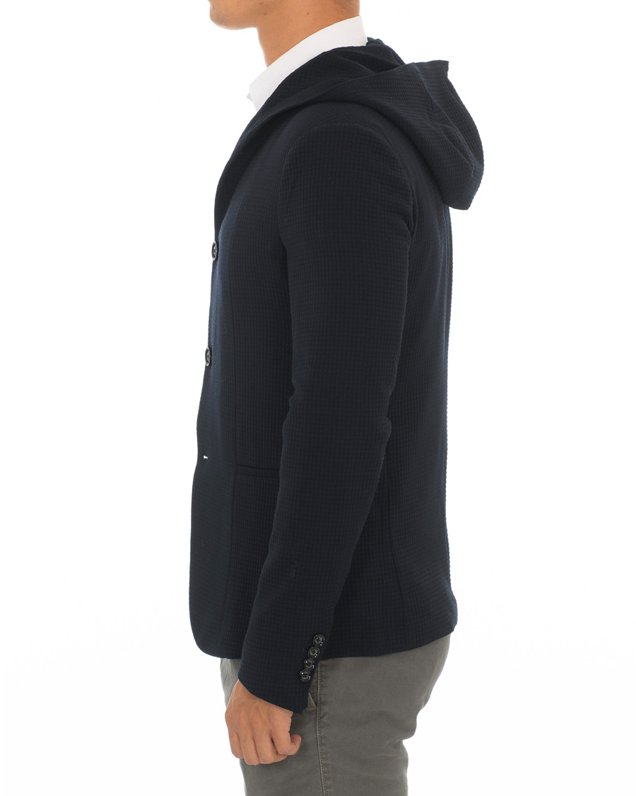 Herren | Sakkos | Emporio Armani | Structured Knitted Blazer Hoodie Navy