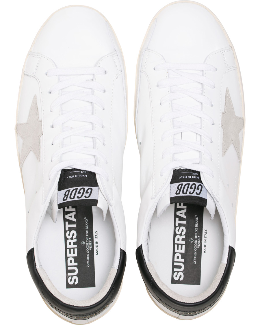 Herren | Golden Goose Deluxe Brand Black/Gold Lettering Superstar Sneaker White Calf | Golden Goose | Deluxe Brand Black/Gold Lettering Superstar Sneaker White Calf