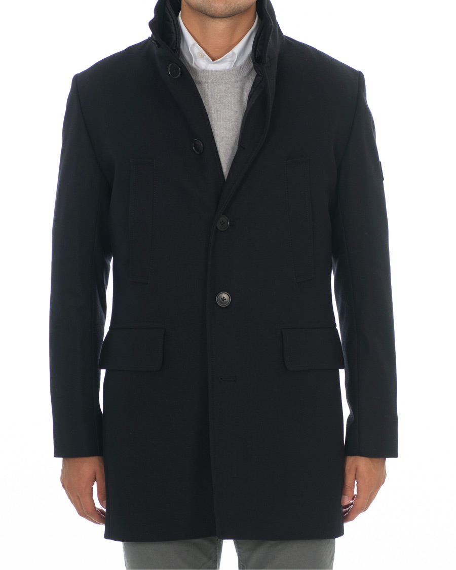 Herren | Jacken | J.Lindeberg | Kali Compact Melton Stand Up Collar Coat Black
