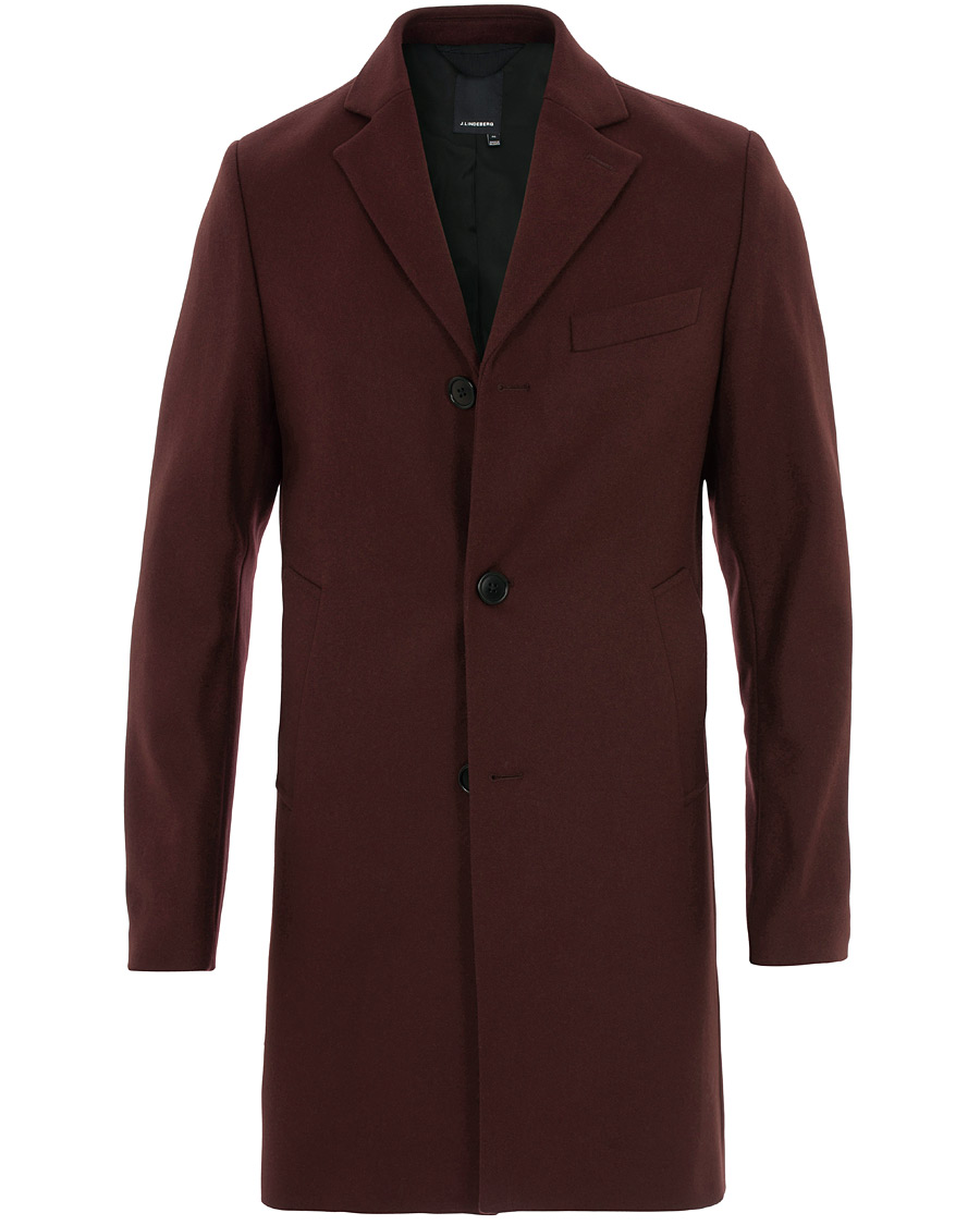 Herren | Jacken | J.Lindeberg | Wolger Compact Melton Coat Wine Red