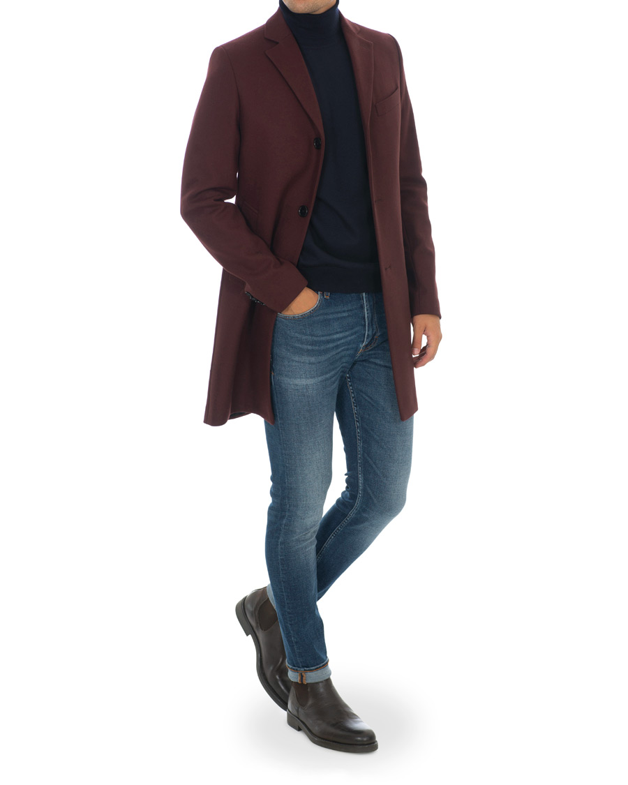 Herren | Jacken | J.Lindeberg | Wolger Compact Melton Coat Wine Red