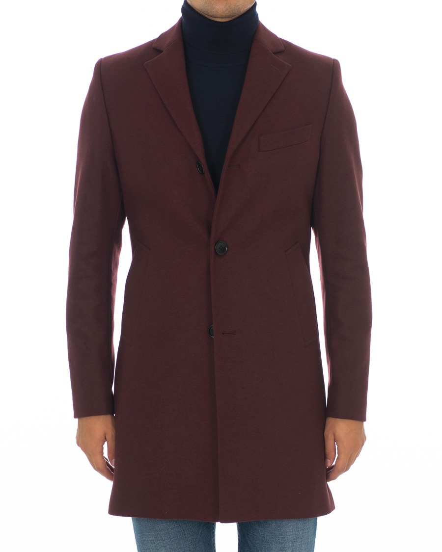 Herren | Jacken | J.Lindeberg | Wolger Compact Melton Coat Wine Red