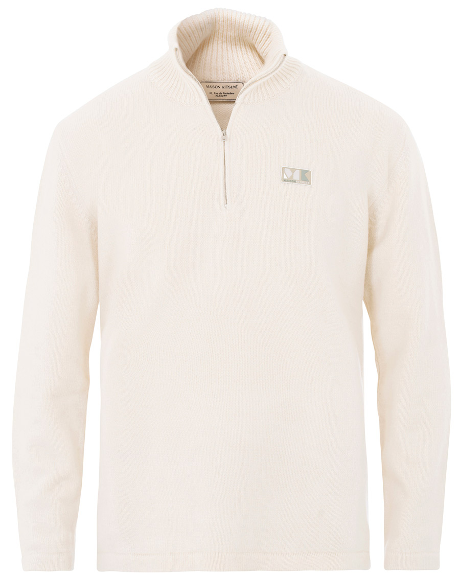 Herren | Pullover | Maison Kitsuné | Wool/Cashmere Zip Collar Pullover Ecru