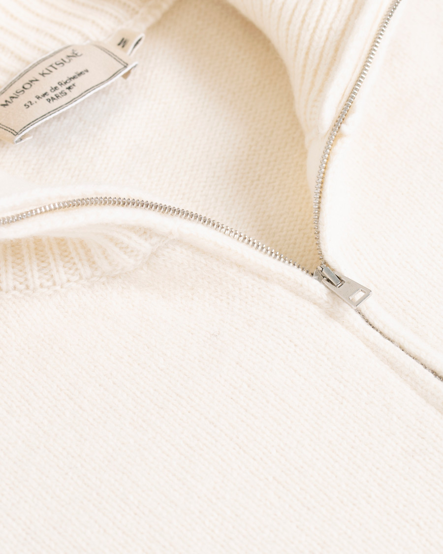Herren | Pullover | Maison Kitsuné | Wool/Cashmere Zip Collar Pullover Ecru