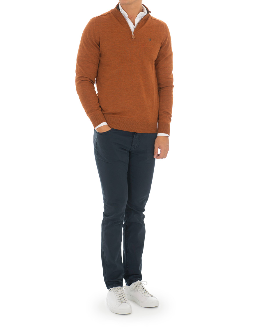Herren | Pullover | Morris | John Merino Half Zip Camel