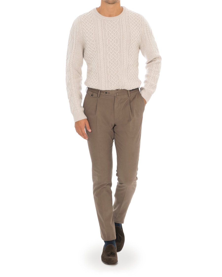 Herren | Pullover | Morris Heritage | Cable Knitted Cashmere O-Neck Off White