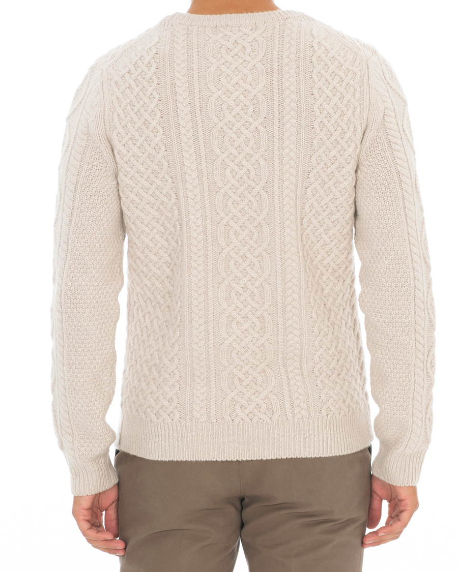 Herren | Pullover | Morris Heritage | Cable Knitted Cashmere O-Neck Off White