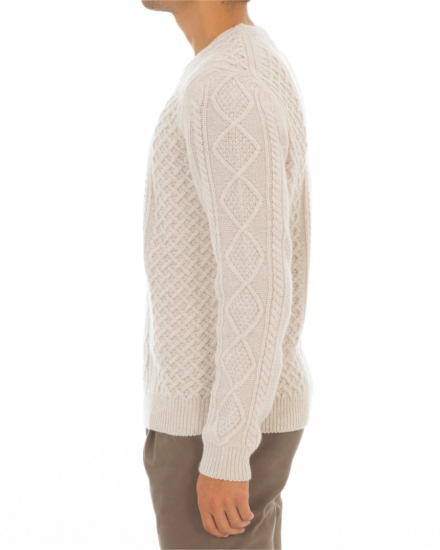 Herren | Pullover | Morris Heritage | Cable Knitted Cashmere O-Neck Off White