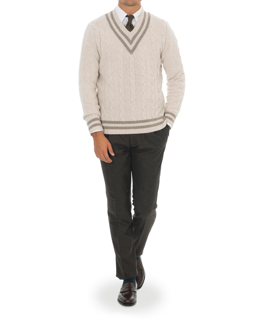 Herren | Pullover | Morris Heritage | Heritage Cricket Cashmere Sweater Off White